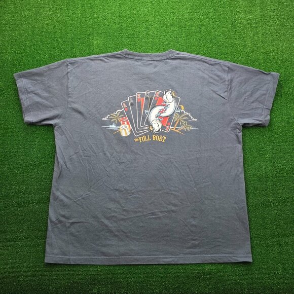 Columbia Tshirt Mens‎ 2XL Blue Short Sleeve The Full Boat Poker Fish Cards Tee - Picture 2 of 8